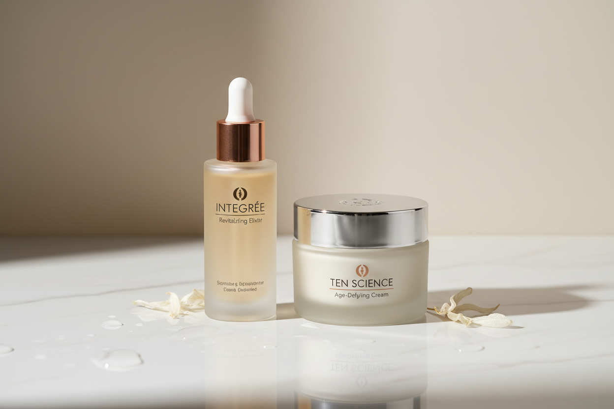 puoi combinarmi una foto con un prodotto dell'azienda integree e un prodotto dell'azienda ten science